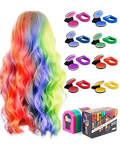 Hair Chalks for Girls, 8 Pcs Washable Hair Chalk Dye for Kids, Portable Non-Sticky Temporary Bright Hair Dye, Hair Spray Color for Kids Women Gif