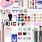 Acrylic Nail Kit White Pink Clear Acrylic Powder Acrylic Electric Nail Clipper Nail Tips Nail Forms and DIY Nail Art Tools with Anything for Begi