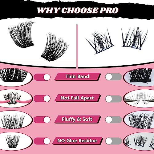 DIY Lash Extension Kit Cluster Lashes Kit with 208 Pcs Lash Clusters Lash Bond Remover Eyelash Applicator Beginner DIY Lashes Kit Easy to Use (In