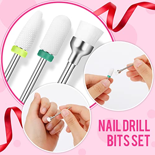 19 Pieces Nail Drill Bits Set Acrylic Nail Bits Ceramic Efile Nail Drill Bit Diamond Cuticle Electric Nail File Carbide Cuticle Remover Bits for