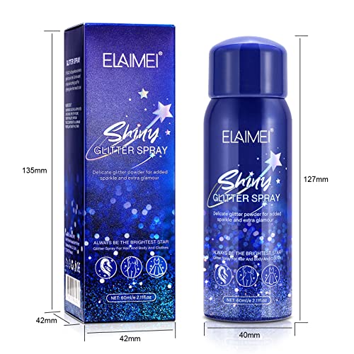 Body Glitter Spray for Women, Shimmery Spray for Skin, Face, Hair and Clothing, Quick-Drying Waterproof Glitter Hairspray Highlighter Face Makeup
