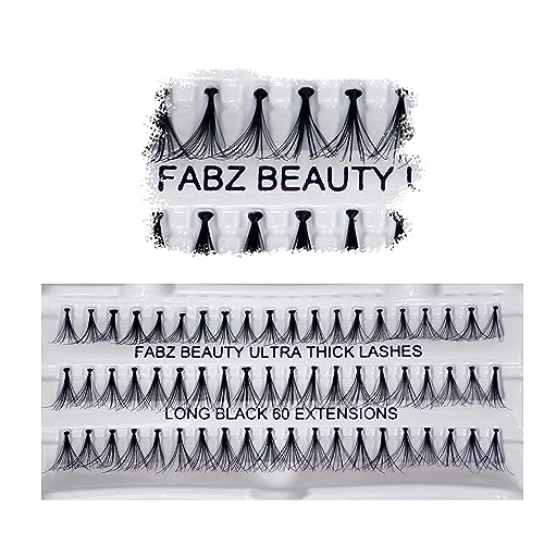 Ultra Thick Knotted Individual Cluster Eyelashes False Lashes Fabz Beauty (Pack of 3 - Long 12mm)