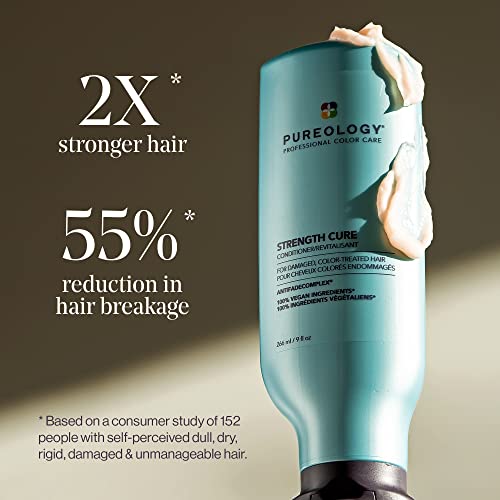 Pureology | Strength Cure | Strengthening Conditioner, For Damaged, Colour Treated Hair, Vegan