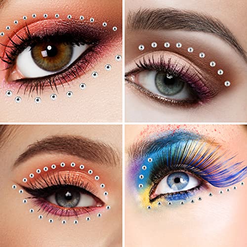 cobee Eye Face Gems,2 Sheets Face Jewels Rhinestones Crystals Stickers with Tweezer Self Adhesive Makeup Diamonds Stick on Face Gem for Women Par