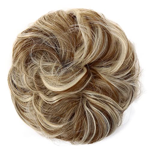 JJstar Messy Hair Bun Curly Wavy Hair Scrunchies Accessories Pieces for Women Girls Synthetic Hair Chignons (Dark Brown)