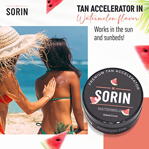 SORIN Premium Tan Accelerator Cream (Watermelon), Suitable for Outdoor Sun or Sunbeds, Fast Natural Tan with Natural Ingredients
