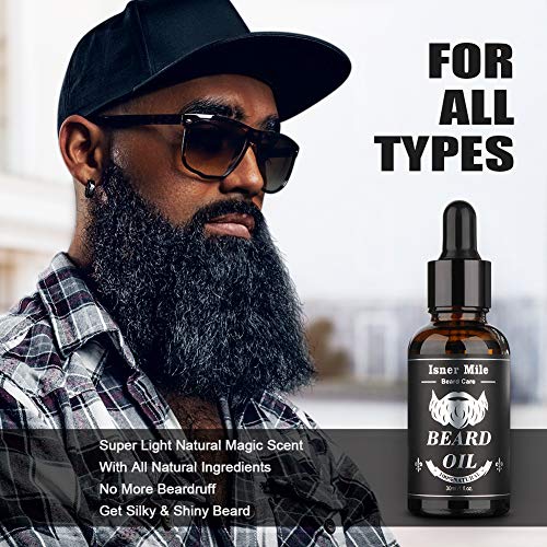 Isner Mile 2 Pack Beard Oil for Men with Castor Oil Serum Conditioner Light Magic Scent, Natural Premium Beard Growth Oil to Cure Beard Itch, Sof