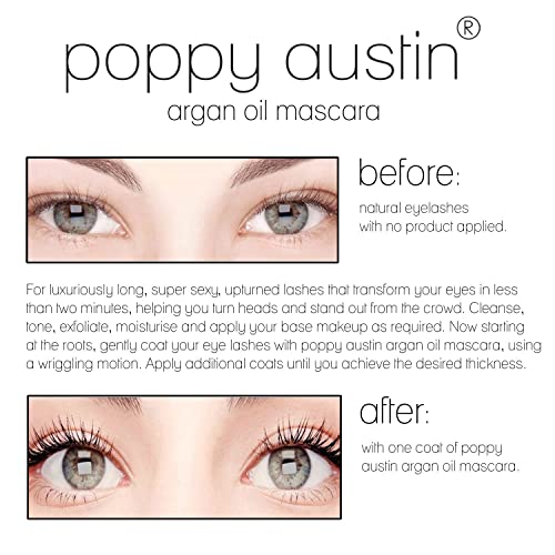 Poppy Austin - Vegan Mascara Black Volume And Length Waterproof 9g - Gentle, Hypoallergenic Volumising Mascara, Organic & Cruelty Free - All Natu