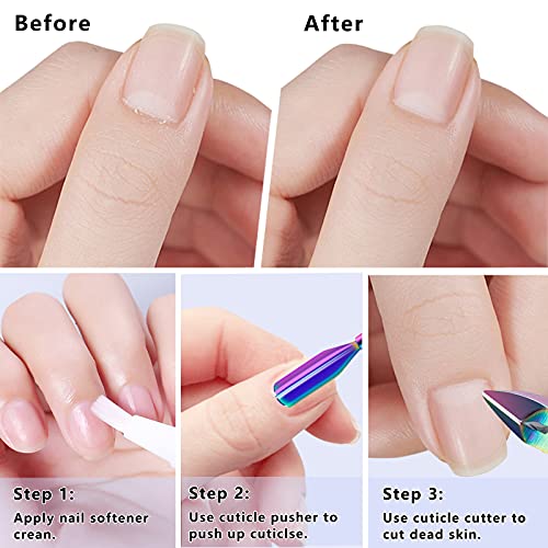Cuticle Trimmer with Cuticle Pusher and Scissors, Cuticle Remover Professional Durable Pedicure Manicure Tools, Stainless Steel Cuticle Nipper Cu