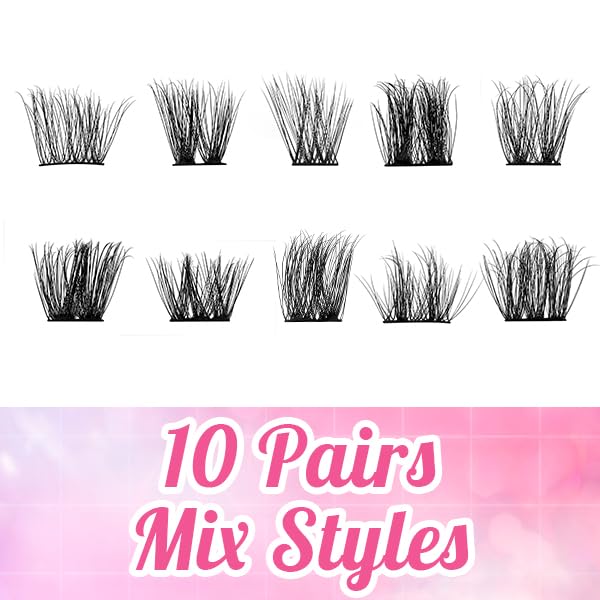 DIY Lash Extension Kit Cluster Lashes Kit with 208 Pcs Lash Clusters Lash Bond Remover Eyelash Applicator Beginner DIY Lashes Kit Easy to Use (In