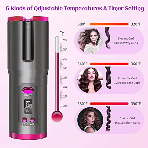 Lanboo Hair Curler, Cordless Hair Curlers for Long Hair, Wireless Automatic Curling Iron Restriction with Built-in 5000mAh Rechargeable Battery,