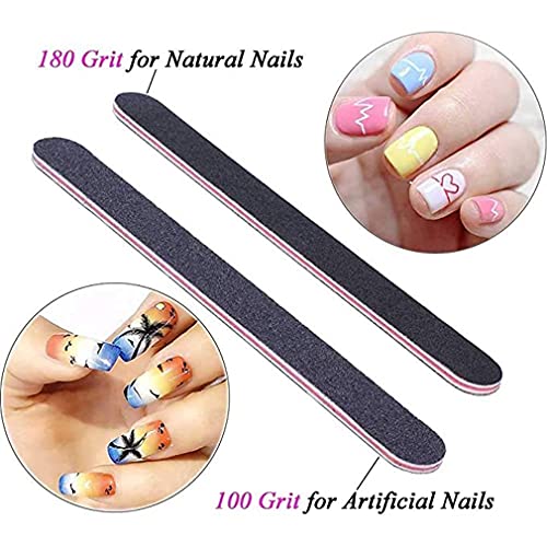 15pcs Nail Files 100/180 grit,Double-Sided Emery Board Professional Nail Styling Tools Nail Trimming Grinding Polishing Shining Fingernail Files