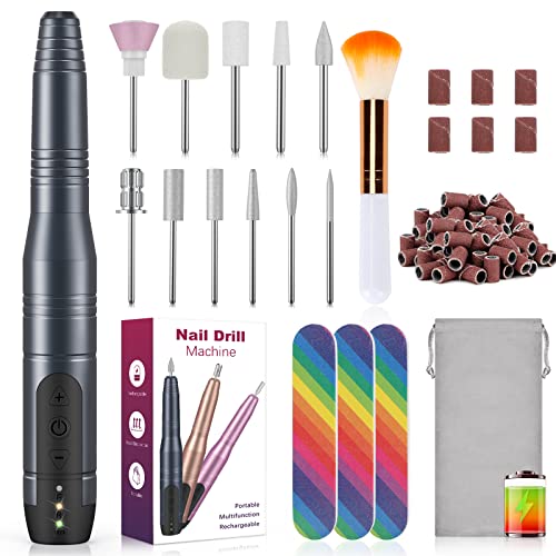 HAPAW Electric Nail Files, Cordless Rechargeable Electric Nail Drill Electric Nail Files Professional, 11 in 1 Electric Nail File Manicure Pedicu