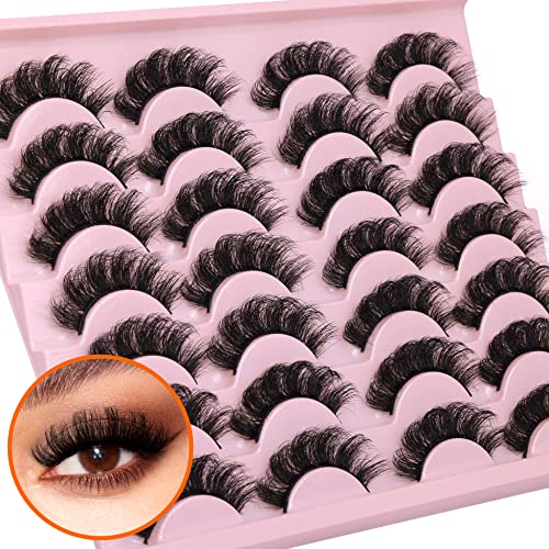 False Eyelashes D Curl Lash Strips Fluffy Wispy Mink Lashes Look Like Extensions Russian Strip Lashes Natural Look Volume Dramatic Short Fake Eye