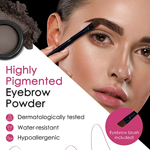 Marie-José & Co Dark Brown Eyebrow Powder, Compact Eyebrow Kit for Women, Easy to Apply Eyebrow Makeup, Eyebrow Cake Powder with A Soft Finish fo