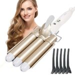 flintronic Hair Curler, 3 Barrels Curler Ceramic Curling Iron Wand Hair Wavers with Two Gear Temperature Control, 25mm Curling Tongs Crimping Bub