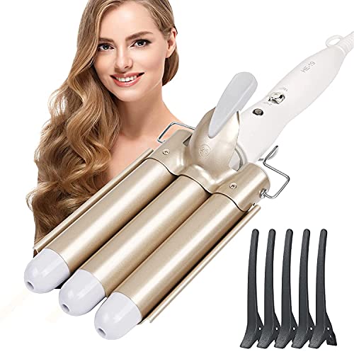 flintronic Hair Curler, 3 Barrels Curler Ceramic Curling Iron Wand Hair Wavers with Two Gear Temperature Control, 25mm Curling Tongs Crimping Bub