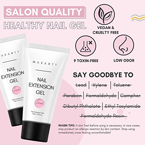 Makartt Poly Nail Gel, Nail Extension Gel 50ML, Builder Gel Nail Extension White Pink Clear Rosy for Technician Starter DIY Salon (Natural Pink)