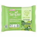 Simple Kind to Skin Exfoliating Biodegradable Facial Wipes gently removes dirt, make-up and exfoliates dead skin cells for sensitive skin 20 wipe