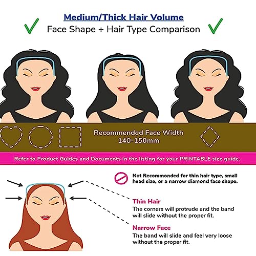 Audasi 2 PCS Curly Fashion Hair Hoop Hairbands, Square Shaped Hinged Curly Thick Hair Large Hair Headband, Invisible Hairstyle Blending Hair Hoop