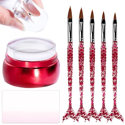 Clear Silicone Jelly Stamper, Nail Dotting Pen Transparent Nail Stamper Scraper for French Tip Nails Art Design Manicure Tools