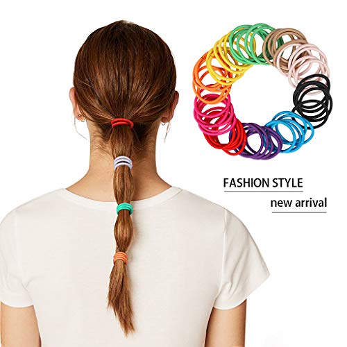 JCF Elastic Hair Bands, 50Pcs Multicolor Elastic Hair Ties Ponytail Holders, 4mm Hair Bobbles Hairbands for Women and Girls(Multicolor)