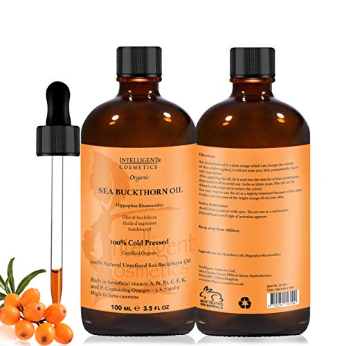 SEA BUCKTHORN OIL 100ML, 100% Cold Pressed Organic, Unrefined, Pure & Natural, Repairs Damaged Skin, Calms Irritated Skin, Heals Rosacea Supplied