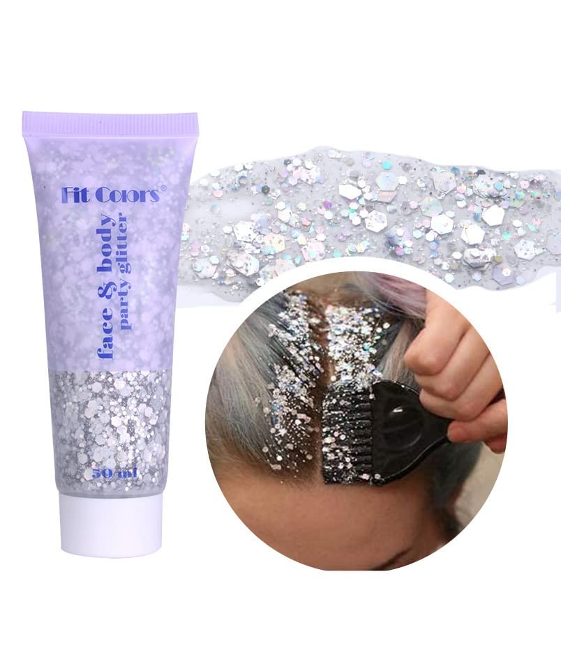 Body Glitter Gel, 50ML Face Glitters Body Gel Sequins Shimmer Liquid Eyeshadow, Mermaid Sequins Liquid Holographic Glitter Gel, Chunky Glitter fo