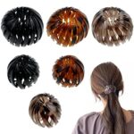 6 Pcs Birds Nest Hair Clips Hair Claw Clamps Bun Makers Expandable Ponytail Holder Comb Hair Bands Hair Accessory for Women Girls(2 Size)