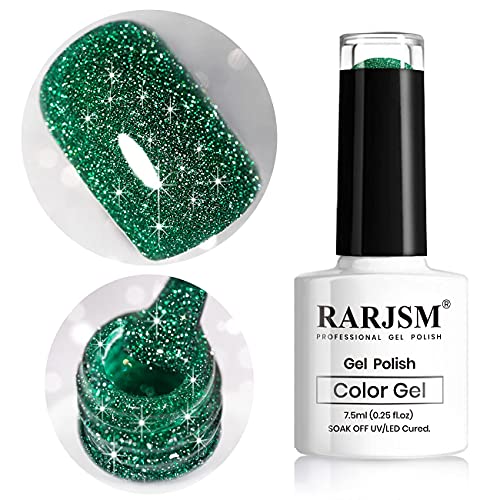 RARJSM Silver Glitter Gel Nail Polish Sparkle Nail Gel Varnish Requires Drying Under UV LED Lamp for Women Spring Summer Nail UV Beauty Art Desig