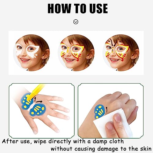 Face Paints For Children,UV Face Paint Stick,Colourful Body Paint Stick,Glow Under UV In Dark,6PCS Face Paint Crayons,Glitter Face Paint,Safe Pai