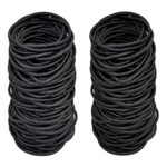 Elastic Hair Bands, 100pcs Black 2mm Elastic Hair Ties Ponytail Holders, Bulk Hair Ties No Metal Gentle Elastics for Women Girls Men Kids