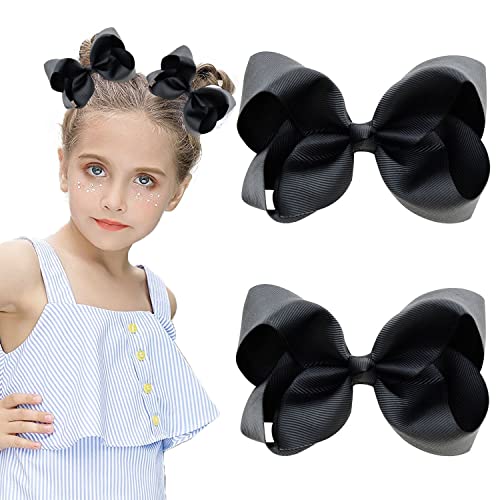 Jeffan 12 PCS Ribbon Hair Bows 3 Inch Cheerleading Alligator Clips Accessories for School Girls Toddlers (Red)