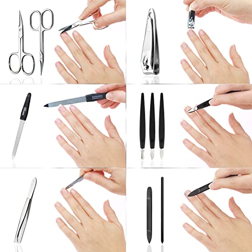 Manicure Set - 12 Piece Professional Pedicure Tools - German Made Nail Kit - Grooming Set - Genuine Leather Case - Ideal Travel Nail Kit - Nail S