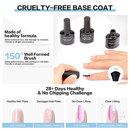 Morovan Top & Base Coat No Wipe Gel Mirror Gel Nail Polish Base And Matte Top Coat Quick Dry Long Lasting Gloss Matte Clear Resin Polish Nail Art