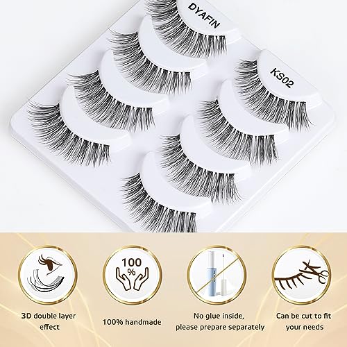 DYAFIN 3D Eyelashes 100% Handmade Strip Lashes Reusable Lightweight Soft Long False Eyelashes 4 Pairs Fake Eyelashes