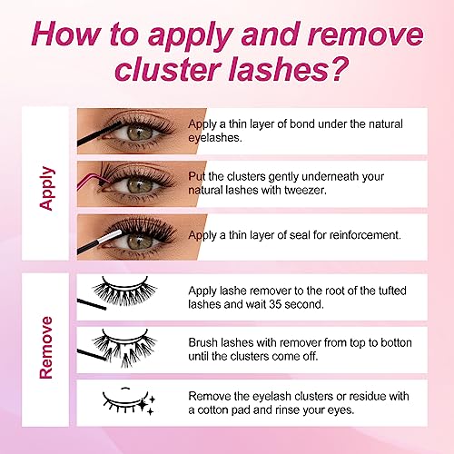 Individual Cluster Lashes Sets Extensions 200Pcs 40D 0.07 D Curl 8-16mm Mixed Trays Individual Eyelashes DIY Multiple Shapes Eyelash Extensions C