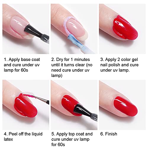 Liquid Latex Nails Peel Off, 15ML Liquid Latex Nail Polish Peel off Base Coat Cuticle Guard for Nail Art Liquid Tape Protector (Pink)