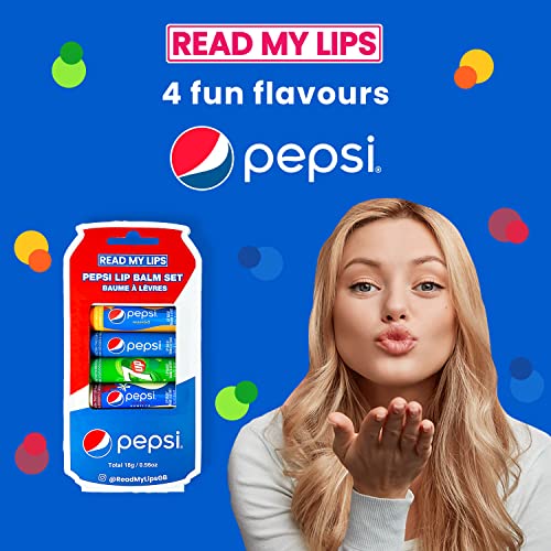 READ MY LIPS - Pepsi Flavoured Lip Balm Set - Formulated With Beeswax - Fun Party Bag Fillers Or Christmas Stocking Stuffers - Cruelty Free - 4 E