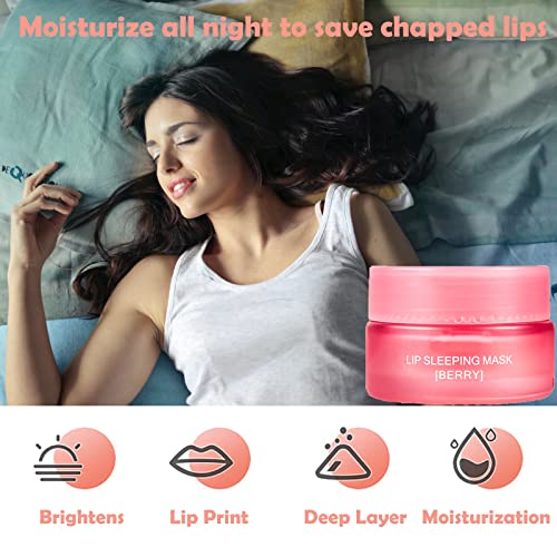 Lip Sleeping Mask, Lip Sleep Mask Overnight Lip Skincare Lip Oils, Lip Moisturiser for Dry Chapped Peeling Cracked Lips Fades Lip Lines, Lip Balm