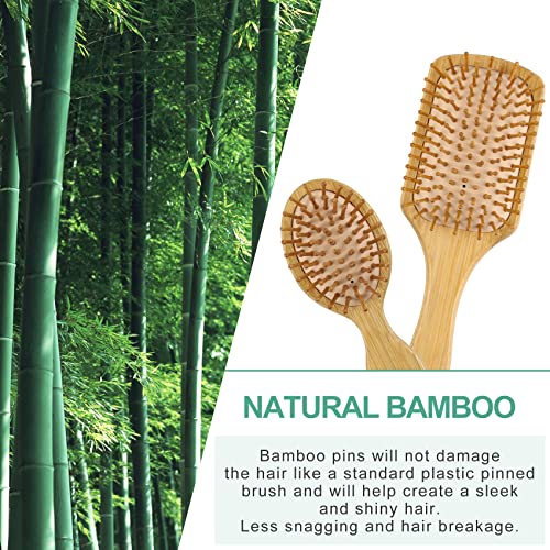 Combetter Natural Bamboo Hairbrush Set - Get Smooth, Shiny, and Healthy Hair with Reduces Frizz and Promotes Hair Growth, Eco-Friendly Wooden Hai