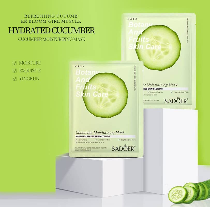 Organic Face Mask,Fruit Extracted Beauty Face Mask Multipack,Castor Oil Face Mask Sheet,Skincare Facial Mask Sheets,Shea Butter Extract & Moistur