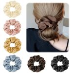 6 Pack Silk Hair Scrunchies for Women Girls, 100% Mulberry Silk Hair Ties for Breakage Prevention Soft Elastic Silk Satin Hair Ties Ponytail Hold
