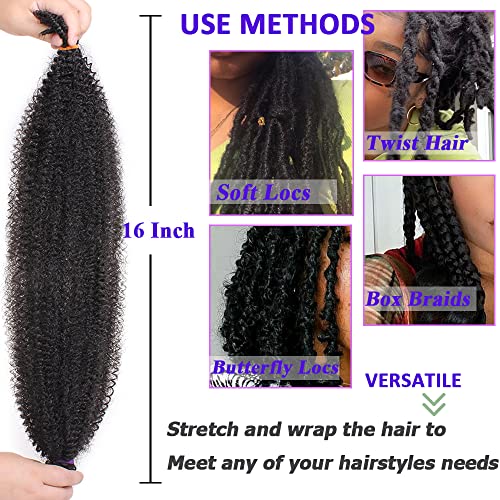 Leeven 16 Inch Pre Separated Springy Twist Hair for Afro Marley Locs 8 Packs Pre-Fluffed Popping Spring Twist Crochet Hair for Distressed Locs Af