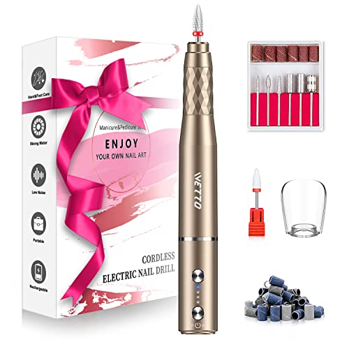 Professional Electric Nail Drill, Cordless Nail Drill Machine with Ceramic Nail Bit for Acrylic, Gel Nails, Manicure Pedicure Polishing Shape Too