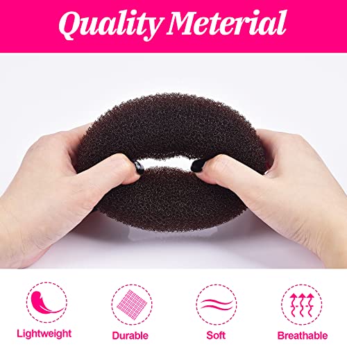 Hair Donut Brown, MORGLES 4PCS Hair Bun Donut Ballet Bun Ring Hair Bun Maker Shaper Chignon Doughnut with 10PCS Hair Pins
