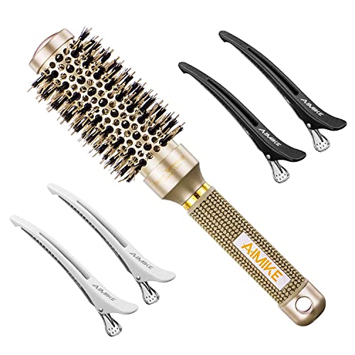 Round Brush, Nano Thermal Ceramic & Ionic Tech Hair Brush, Round Barrel Brush with Boar Bristles, Enhance Texture for Hair Drying, Styling, Curli