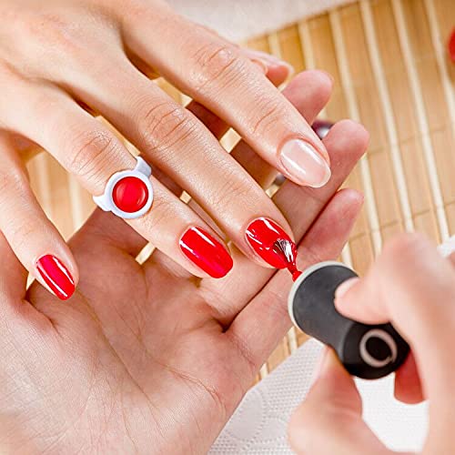 G2PLUS White Eyelash Glue Holder Ring - 100PCS Lash Extension Glue Rings - Small Disposable Plastic Glue Cups Rings for Eyelash Extension, Tattoo