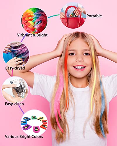 Hair Chalks for Girls, 8 Pcs Washable Hair Chalk Dye for Kids, Portable Non-Sticky Temporary Bright Hair Dye, Hair Spray Color for Kids Women Gif