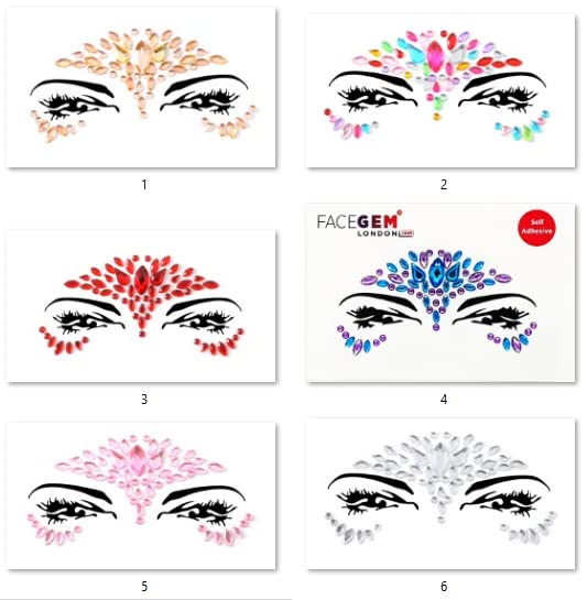 Face Gems Adhesive Glitter Jewel Tattoo Sticker Festival Gems Rave Party Body Make Up (Shine)